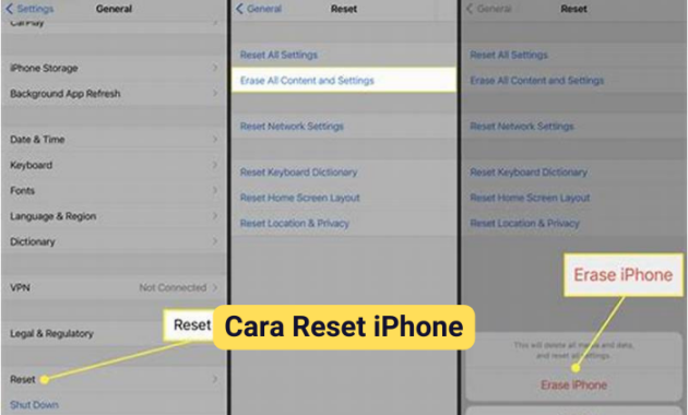 Cara Reset iPhone