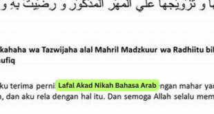 Lafal Akad Nikah Bahasa Arab